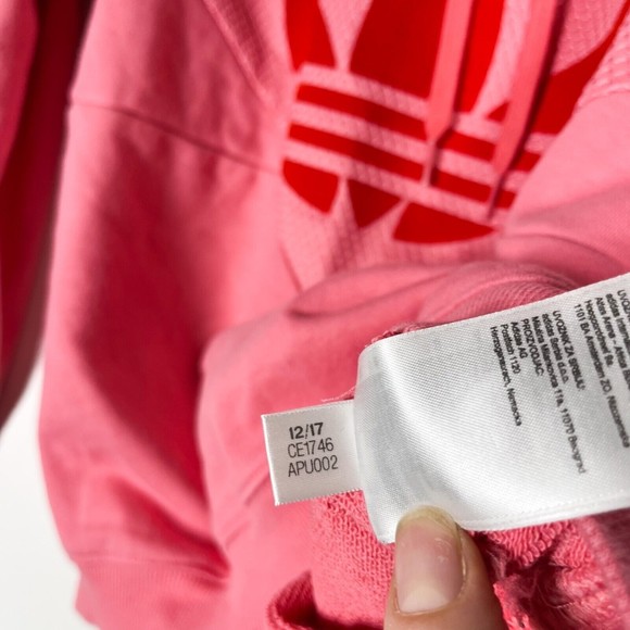 Adidas Women's Clrdo Hooded Sweatshirt Pink Long Sleeve Logo Pullover Size Small - Picture 7 of 9